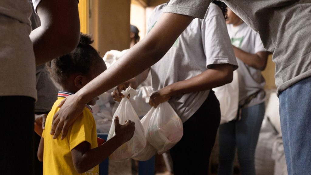 Kids receiving aid